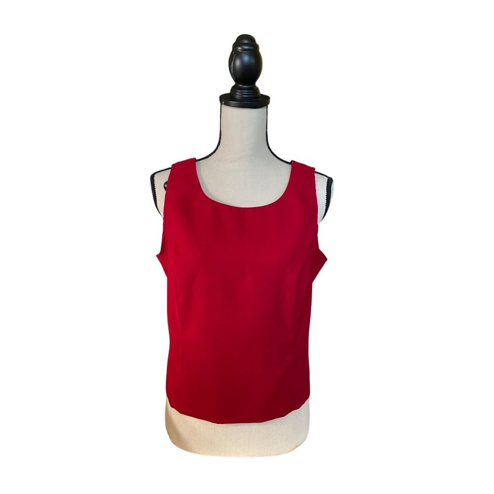 Womens Red Sleeveless Scoop Neck Top  Size 14 Fitted Back Zipper Corpcore